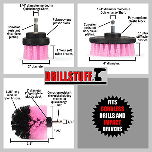Cleaning Supplies - Bathroom Accessories - Drill Brush - Shower Cleaner - Tile Scrubber - Bathtub Scrub Brush - Bath Mat - Sink - Shower Door - Grout Cleaner Brush - Flooring - Porcelain - Fiberglass - color: Pink