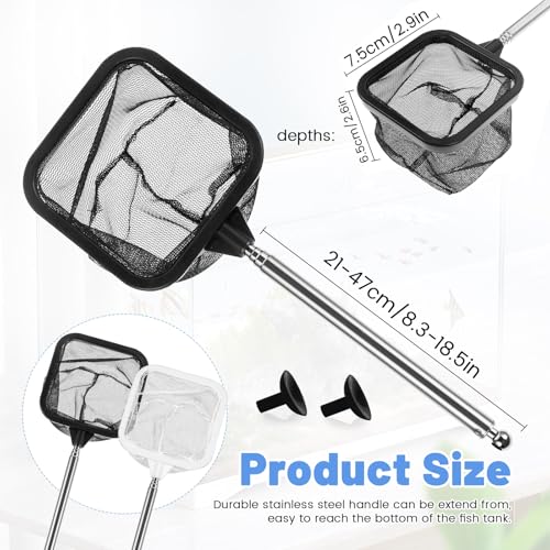 2 Pcs Fish Net for Fish Tank Long Handle, Fish Net Aquarium Small, Shrimp Net, Fine Mesh Aquarium Net Skimmer, Fish Tank Fishing Net, Fish Tank Nets Fine Mesh Tank for Aquarium Accessories