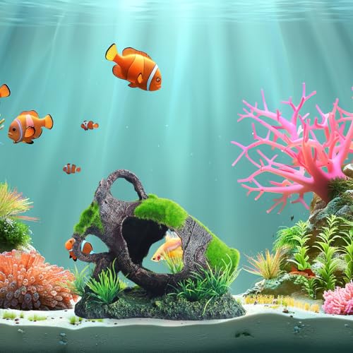 Saim Aquarium Artificial Vase Decoration, Crafts Landscaping Decor Fish Tank Ornament for Betta Cichlids Hideaway Cave, Gold Fish Hideout