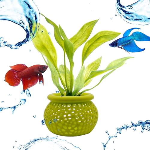Aquarium Plant Pot Holders, Aquatic Plant Holder, Securely Hold Aquatic Plants, Promoting Healthy Root Growth, Fish Tank Aesthetic (Lime) - color: Lime