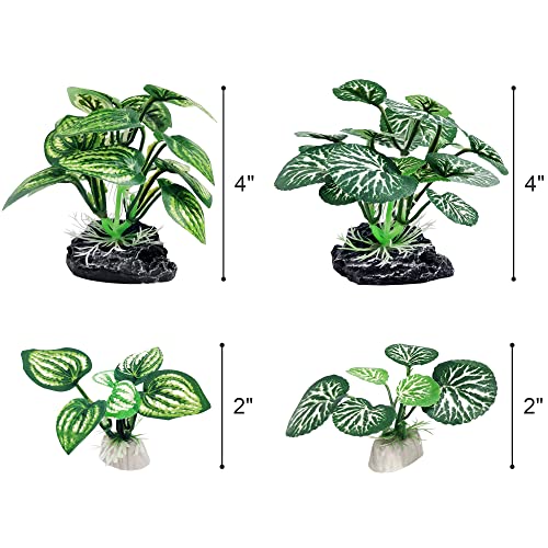 4PCS Aquarium Plants Betta Fish Tank Decorations Small Size Soft Faux Silk Aquarium for Hiding Fish Reptil - color: A-4pcs Set/Green