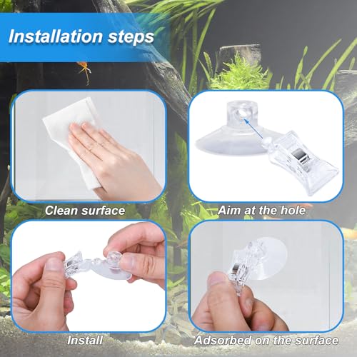 Aquarium Plant Clip - Suction Cup Clips for Convenient Fish Feeding | Rust-Proof Material, Secure Hold, Water-Safe Accessories (4)