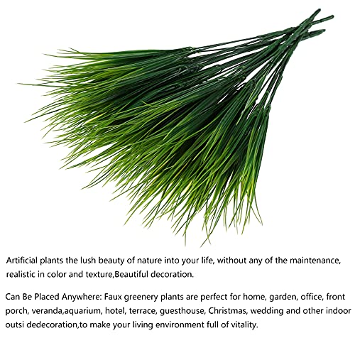 XLFAQXM 8 Pack Artificial Plants Flowers Grass Shrubs No Fade Faux Plastic Flowers Outdoor for Farmhouse Garden Porch Patio Indoor Wedding Decoration Greenery Fake Plants uv Resistant (3#Green) - color: 3#green