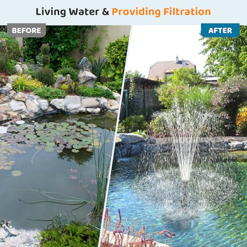 Antfraer 25W Solar Pond Filter with Water Pump, Solar Pond Pump with 6.6FT PVC Tubing/16.5FT Cord, Pond Filter Box for Outdoor Small Pond Waterfall Garden Bird Bath Water Clear - size: 25W
