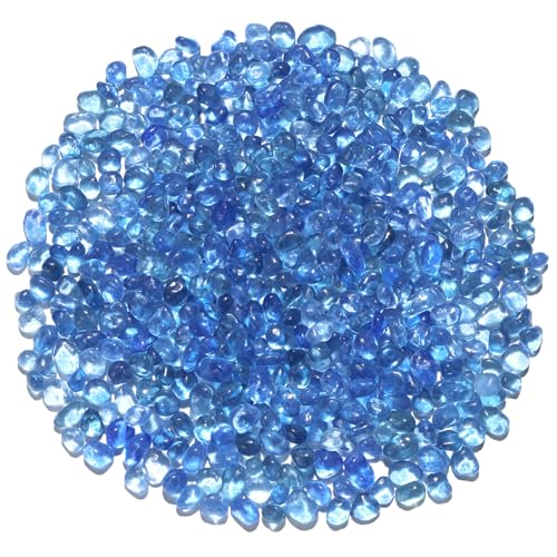 QYGL 0.55LB Light Blue Clear Glass Pebbles, Tumbled Sea Glass Stones for Vase Fillers, Fish Tank Gravel, Aquarium Rocks, DIY Crafts, Plant Pots, Wedding & Home Decor, Transparent Glass Gemstones - color: Light Blue