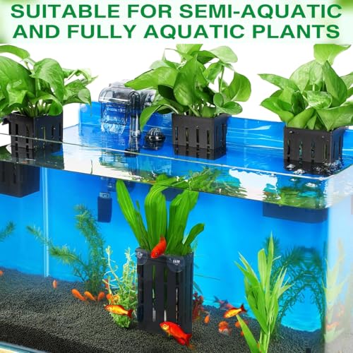 4 Pack Upgraded Aquarium Plant Holder, Adjustable Height & Width with Extendable Hook and Suction Cup, Fish Tank Plant Holder for Aquaponic Cultivation, Aquascape Decorations, Aquarium Accessories