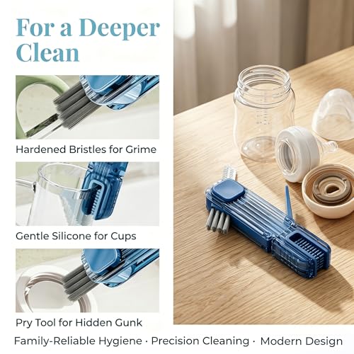 VIDONIO 4 in 1 Cup Lid Gap Cleaning Brush, Multifunctional Insulation Bottle Cleaning Tools, Mutipurpose Tiny Silicone Cup Holder Cleaner, Home Kitchen Cleaning Tools - style: 1Pc Navy Blue