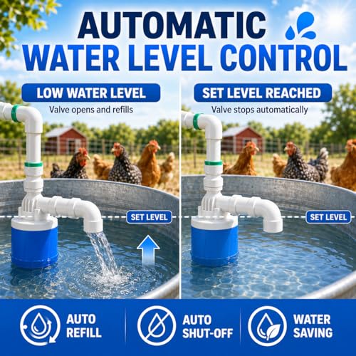 3/4 Inch Float Valve for Water Tank, 3 Pack Top Inlet Automatic Water Level Control Valve, Plastic Shut Off Float Valve for Livestock Waterer, Pond, Pool, Aquarium - size: 3/4''--3 PCS