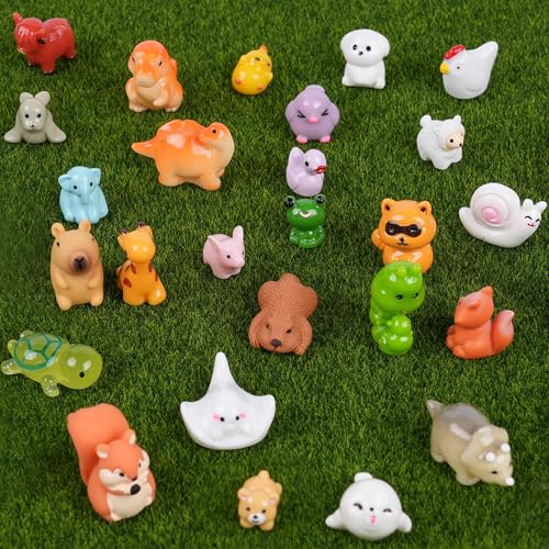 BeadRiver 50PCS Mini Resin Animals Bulk Tiny Animals Miniature Figurines Variety Pack for Micro Fairy Garden, Dollhouse, Aquarium Decor, Hide and Seek Crafts, Classroom Prizes, Party Favor - style: 50 Pcs Mini Resin Animals