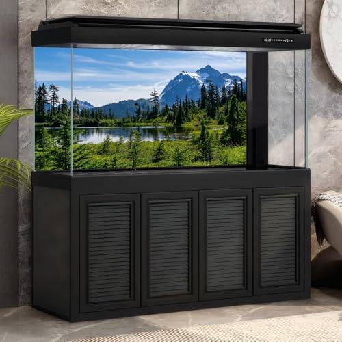 Majestic Picture Lake Aquarium Background Lush Alpine Meadows Evergreen Forests Fish Tank Background Scenic Mountain Tranquil Lake Terrarium Backgrounds Green Meadow Reptile Tank Backgrounds 24x12in - color: Green_Blue, size: 24(W)x12(H)in