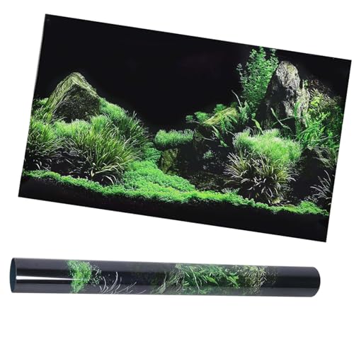 Aquarium Poster, Seafloor Water Grass Fish Background Decoration 3D PVC Self Adhesive Fish Wallpaper Sticker for Aquarium Fish Decoration(24.0 x 15.7in) - size: 61*40cm