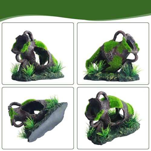 RUIAN Aquarium Broken Barrel Ornament - Fish Hide Cave Decor with Water Bottle Feature, Safe Resin Hideaway for Betta Cichlids Shrimp Aquatic Pets(Water bottle) - color: Water Bottle