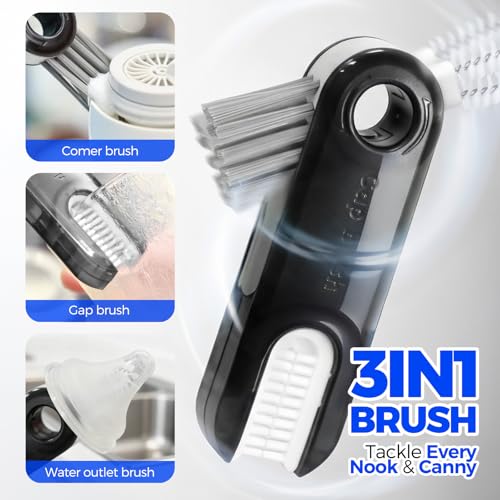 Holikme 4Pack Bottle Brush Set, 14" Long Handle Stainless Steel Bottle Brush, Straw Brushes, Cup Cleaner Brush, 3-in-1 Bottle Cleaning Brush for Water Bottle, Antistatic Lab Brushes, Straws Black - color: Black