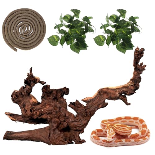 Hamiledyi Reptile Driftwood Decoration Natural Coral Driftwood Branches for Aquarium Reptiles Trunk Log Ornament Bendable Jungle Climbing Vines Decor for Bearded Dragon Lizad Amphibian Fish Tank
