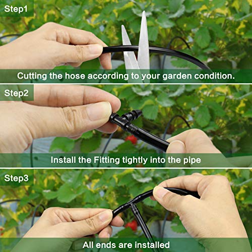 120 Pack Drip Irrigation Fittings Kit - Barbed Connectors for 1/4" Tubing,Includes 50 Couplings,40 Tees, 20 Elbows and 10 End Plugs for Drip or Sprinkler Systems - size: 120P-Irrigation Fittings Set