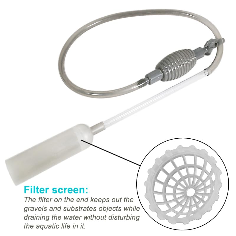 Newpol 5.7FT Aquarium Siphon Vacuum Cleaner for Fish Tank Cleaning Gravel & Sand & Change The Water, transparent