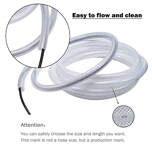 DAVCO 3/8" ID - 50 ft Heavy Duty Braided Clear Plastic Vinyl Tubing, Flexible High Pressure Reinforced PVC Plastic Tube Hose, Non-toxic, BPA Free, with 2 Stainless Clamps - size: 3/8"ID, style: 50 Feet