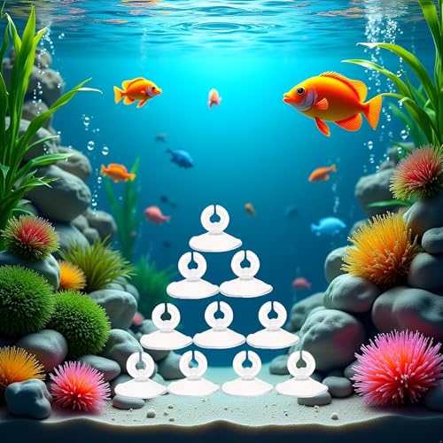 10Pcs Aquarium Suction Cup, Transparent Plastic Sucker with Clips Fish for Tank Pipe Hose Tube Holder Fish Tank Suction Cups Air Pump Accessories Aquarium Pumps and Filters (1.2in)