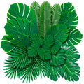 Decopom Palm Leaves Artificial Tropical Monstera 36Pack 6 Kinds Large Small Green Fake Palm Leaf with Stems - style: 36 Pack