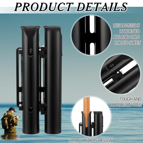 Seenelling Bicycle Fishing Rod Holder, 2 Tube Rod Rack, Black ABS Plastic, Surface Mount, Holds 2 Rods, 2.4 Inch Diameter, 12 Inch Height