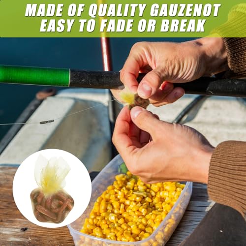 100 Pcs Fishing Soft Spawn Net 3 x 3 Inch Catfish Bait Holder Netting Square Spawn Sack Mesh for Salmon Roe Bags Fishing Bait Accessories - color: chartreuse