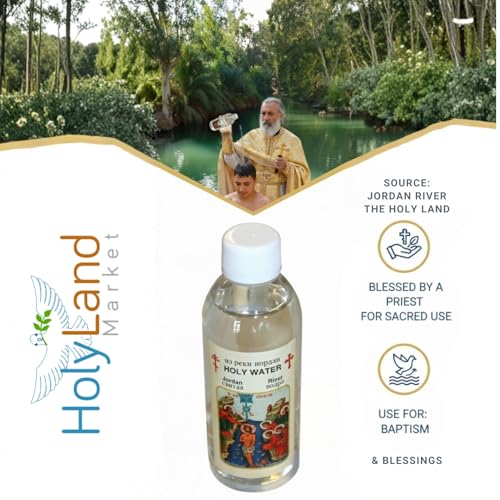 Blessed by Priest Certified Design Sealed Holy Water Bottle - Authentic From Jordan River for Baptism - Premium Water Bottle - Sacred for Spiritual Use (1, One Bottle) - color: One Bottle