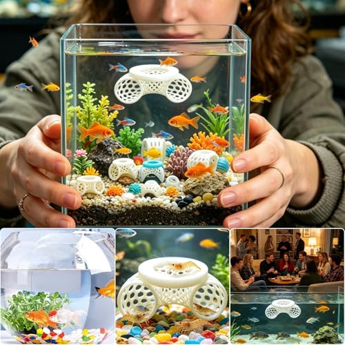 Floating Betta Fish Cave - Aquarium Shrimp Rest Shelter, Decorative Tank Ring for Safe Hiding and Breeding Fish Habitat Accessory for Betta Guppy Cory Home Office Dorm Apartment