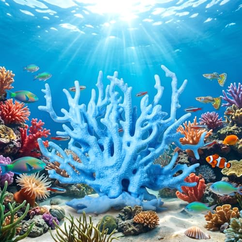 Artificial Aquarium Coral Ornament, Plastic Fish Tank Plants Decoration, Fish Tank Fake Coral, Cute Fish Tank Decorations, Multi-Purpose Simulation Water Grass for Aquarium Landscape