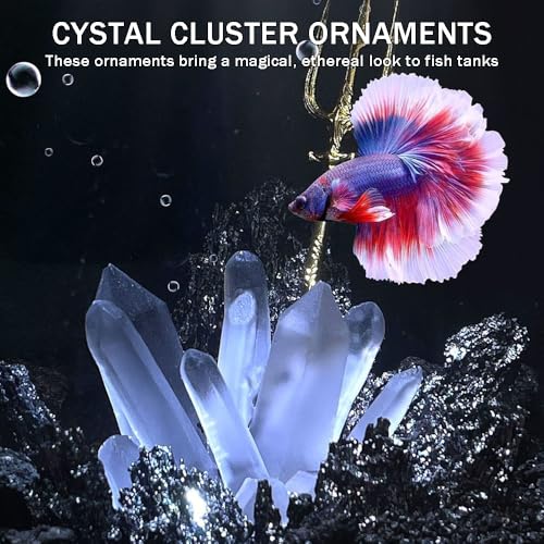 Betta Crystals Stones,Mini Cystal Cluster Ornaments,Small Fish Tank Artificial Crystals Decor,Aquarium Resin Decorations,2 Pieces