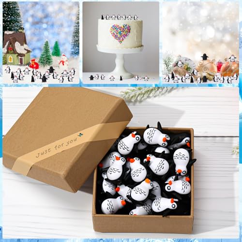 50 Pcs Mini Penguin Figurines Resin Animals Mini Resin Penguins Miniature Figurines Tiny Penguin Decor for Garden Aquarium Dollhouse Landscape Patio Yard Lawn Potted Winter Party Decor