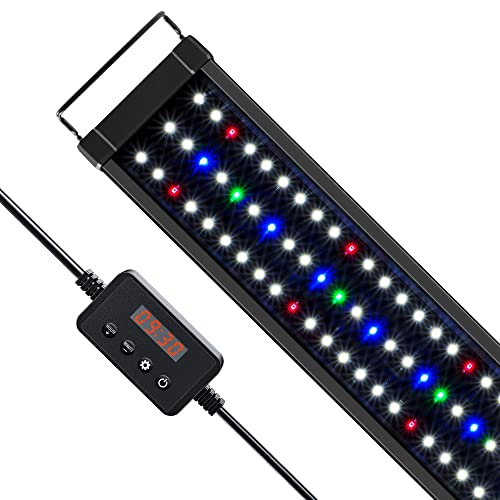 NICREW ClassicLED Plus LED Aquarium Light with Timer, 27 Watts, for 36 to 48 Inch Fish Tank Light, Daylight and Moonlight Cycle - size: 36 - 48 in