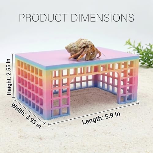 Hermit Crab Climbing Hideout, Stackable Grid Cave Shelter, Plastic Climbing Platform for Hermit Crab Tank, Small Crab Habitat Decor, Random Gradient Color