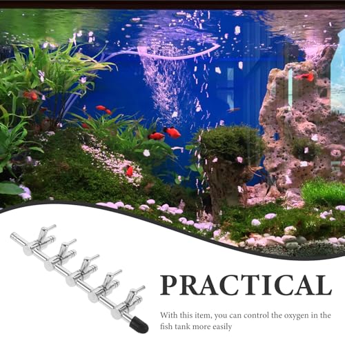 Kisangel Fish Tank Air Pump Splitter Valve 5-Hole Aquarium Air Flow Control Distributor Brass Chrome-Plated 4mm Aquarium Airline Connector