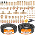 CheeMuii 72 PCS Brass DOT Air Line Fittings with 50FT 1/4" and 50FT 3/8" DOT Air Line Kit Push Lock Air Fitting Quick Connect & NPT Thread Fittings with Pneumatic Tubing