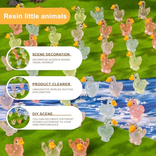 60 pcs Mini Resin Swan Many Styles Variety Tiny Luminous Animals Figures Miniature Little Small Animal Figurines Bulk for Micro Fairy Garden Landscape Accessories Hide Crafts Decor Aquarium - color: Swan-60p