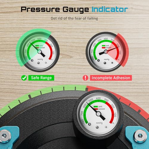 SEESII Suction Cups for Glass Lifting: 8" Tile Suction Cup Lifter with Pressure Gauge, 250KG Max Load, Heavy Duty Vacuum Lifter for Lifting Large Tile, Granite, Metal, Windows (2-Pack) - color: Ice Blue