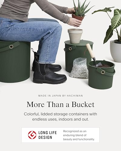 Hachiman Micro Bucket - 0.18 Gallon Heavy Duty Bucket with Lid and Handle - Hands-Free Filling - Easy to Stack and Store - Indoor Outdoor Use - 4.9" x 4.6" - Mustard - color: Mustard, size: Micro