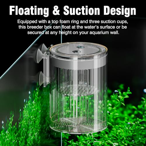 Floating Acrylic Breeder Box for Fish Tank - Aquarium Isolation Separator Hatchery Incubator for Guppy, Betta, Clownfish, Coral, Baby & Injured Fish - size: Large