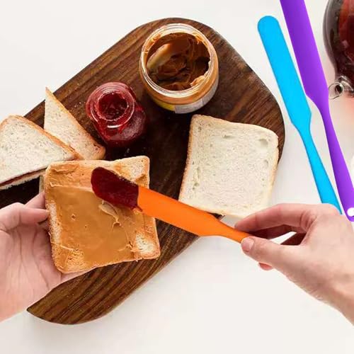 8 Pack Small Silicone Spatulas Bulk,Heat Resistant Kitchen Tools for Baking, Cake Icing, Resin Craft Long Handle Jar Scraper Ideal for Hard Wax Inclined Waxing Stick 8 Vibrant Colors