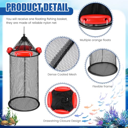 Large Collapsible Floating Fishing Basket 39 x 15.75 inch for Live Caught Fish Foldable Floating Fish Basket Net Bait for Bait Storage Cage for Keeping Minnows Shrimp