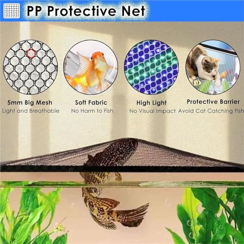 Aquarium Anti-Jump Cover， Square Terrarium Top Covers Anti-Fish Jump Net with Corner Handles(L35xW20cm) - size: L35xW20cm