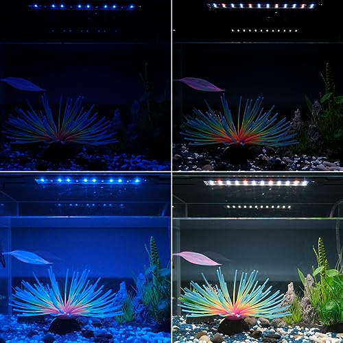 Pawfly 11W Aquarium LED Light for 12 to 18 Inch Fish Tanks Extendable Fish Tank Light with Full Spectrum Brilliant White Blue Red Lights with Daytime & Night Modes and Adjustable Brightness - color: Basic, size: 12"-18"