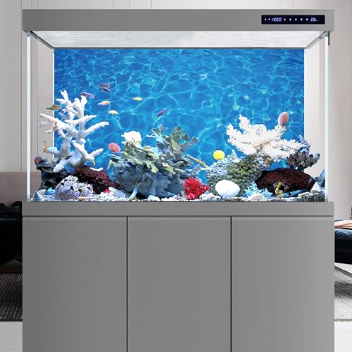 AWERT Vinyl 60x24 inches Underwater Aquarium Background Blue Ripped Water Fish Tank Background Swimming Pool Terrarium Background - size: 60x24in/150x60cm
