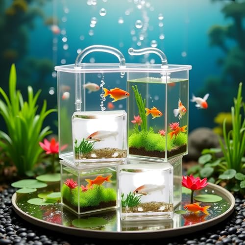 2Pcs White Goldfish Charm of A Mini Tank with This 1:12 Scale Miniature Accessory Square Fish Tank Realistic Glass Decor for Dollhouse Display Captivating Miniature for Crafts Ornaments Handmade