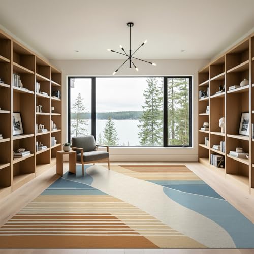 9'x12' Washable Modern Abstract Area Rug, Dusty Blue Foldable Oversized Carpet for Great Room, Indoor Open Concept, Large Living Room, Low Profile Flatwoven Floor Covering | Ref:1993950 - color: Beige/Pattern 24, size: 9' x 12' (Rectangular)