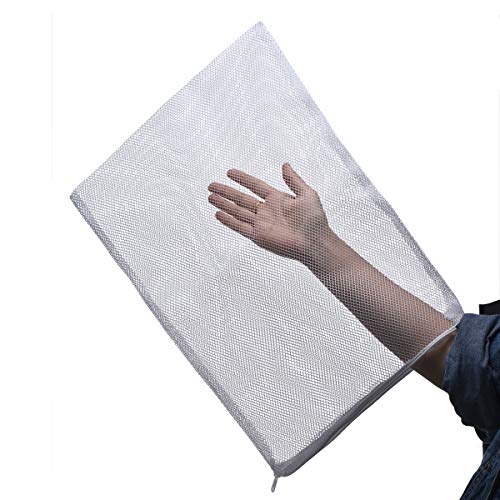 Large Filter Media Bags,Aquarium Mesh Bags with Plastic Zipper,White Net Bags for Bio Balls, Ammonia Remover 17.8" by 13.5" (4pcs)