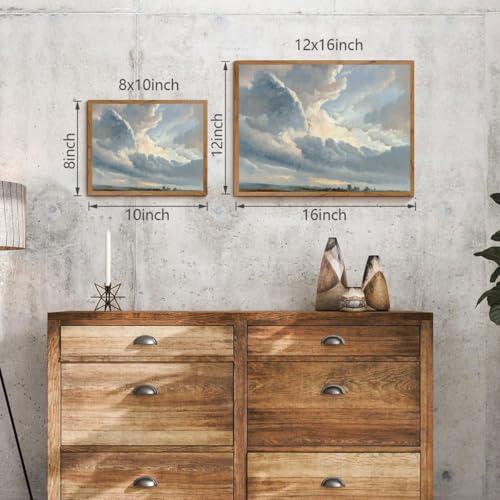OIQArtOIQ Vintage Landscape Canvas Wall Art Framed Natural Scenery Painting Artwork Prints France Country Wilderness Farmhouse Decor Pictures Kitchen Bedroom Living Room Bathroom - color: Cloud, size: 8x10 in