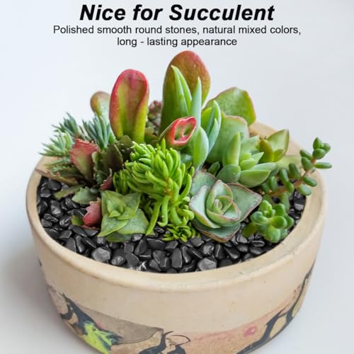 Outdoor Rocks,Landscaping Pebbles, River Rocks Decorative Ornamental Pebbles, DIY Smoothed Rocks for Potted Plant Resin Art Vase Fillers Aquarium Gravel Rocks (1, Black, 10 Pounds) - color: Black, size: 10 Pounds