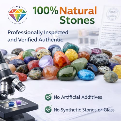 Polished Colorful Healing Crystal Stone Set, 72 Pcs 0.5" Tumbled Gemstones, Bulk Decorative Pretty Rocks Collection for Meditation, Reiki, Grounding, Vase Filler, Mancala Stones and Crafts - color: Mixed Crystals - 14 Types, size: 0.5"