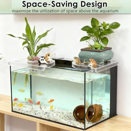 2Pack Clear Aquarium Plant Holder Top Haning Aquarium Corner Shelf Fish Tank Plant Holder for Aquatic Plants Storage Rack Floating Shelves for Fish Tank Decorations Accessories